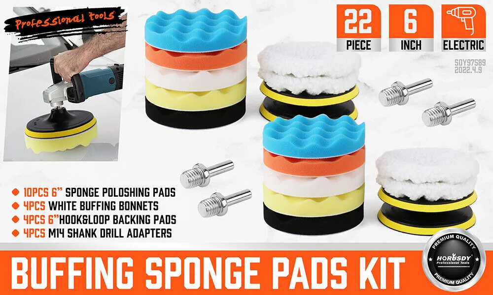 11Pcs 6" Wool & Sponge Polishing Pads Set for Car Drill