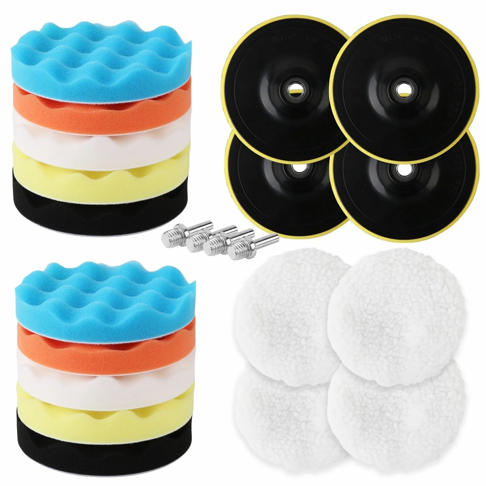 11Pcs 6" Wool & Sponge Polishing Pads Set for Car Drill