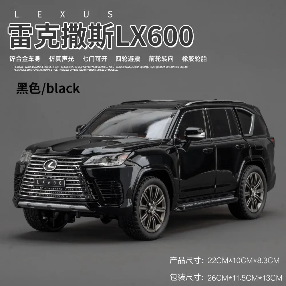 1:24 LEXUS LX600 Alloy Car Model Sound And Light Pull Back Toy Off-Road Simulation Collection Decoration