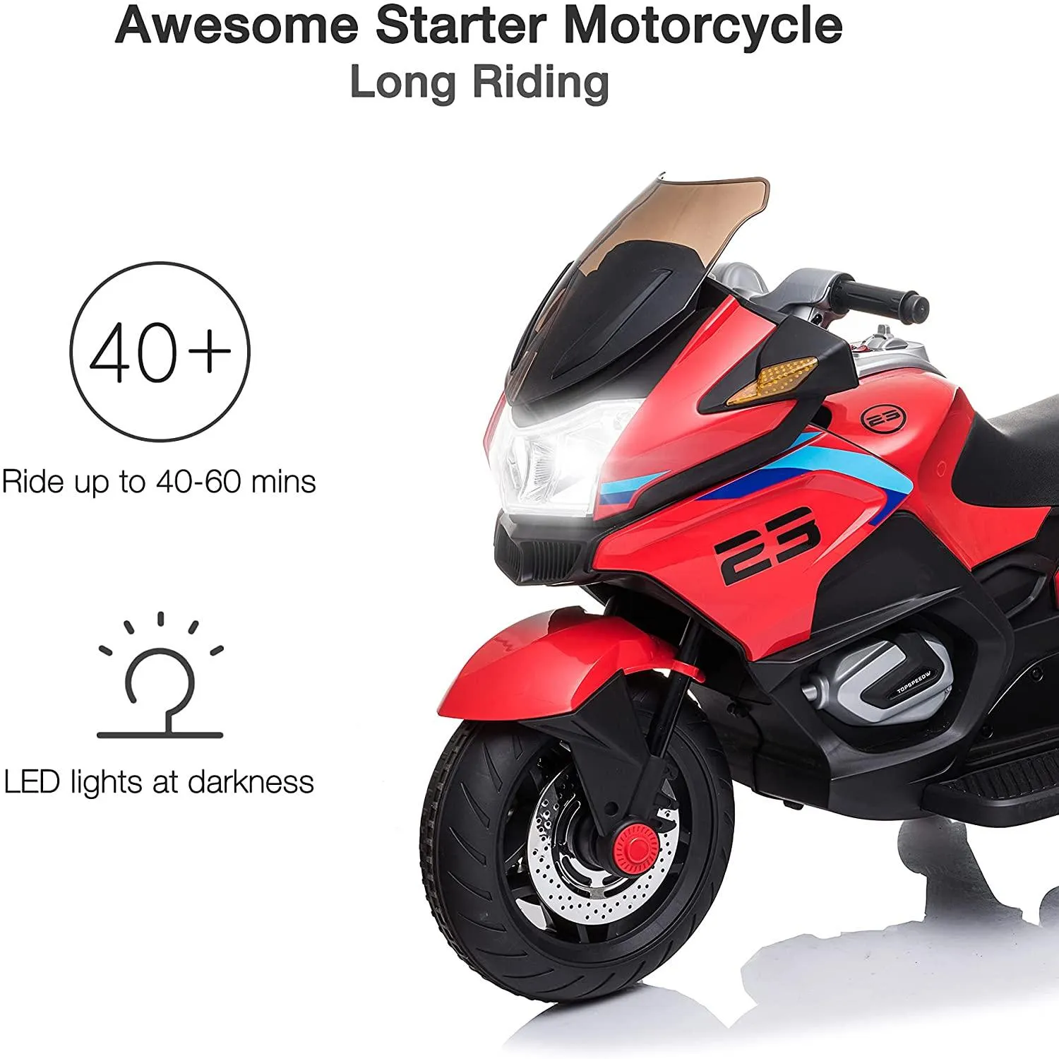 12V 7A Kids Electric Motorcycle Battery Powered Ride On Toy with Training Wheels for Age 3 