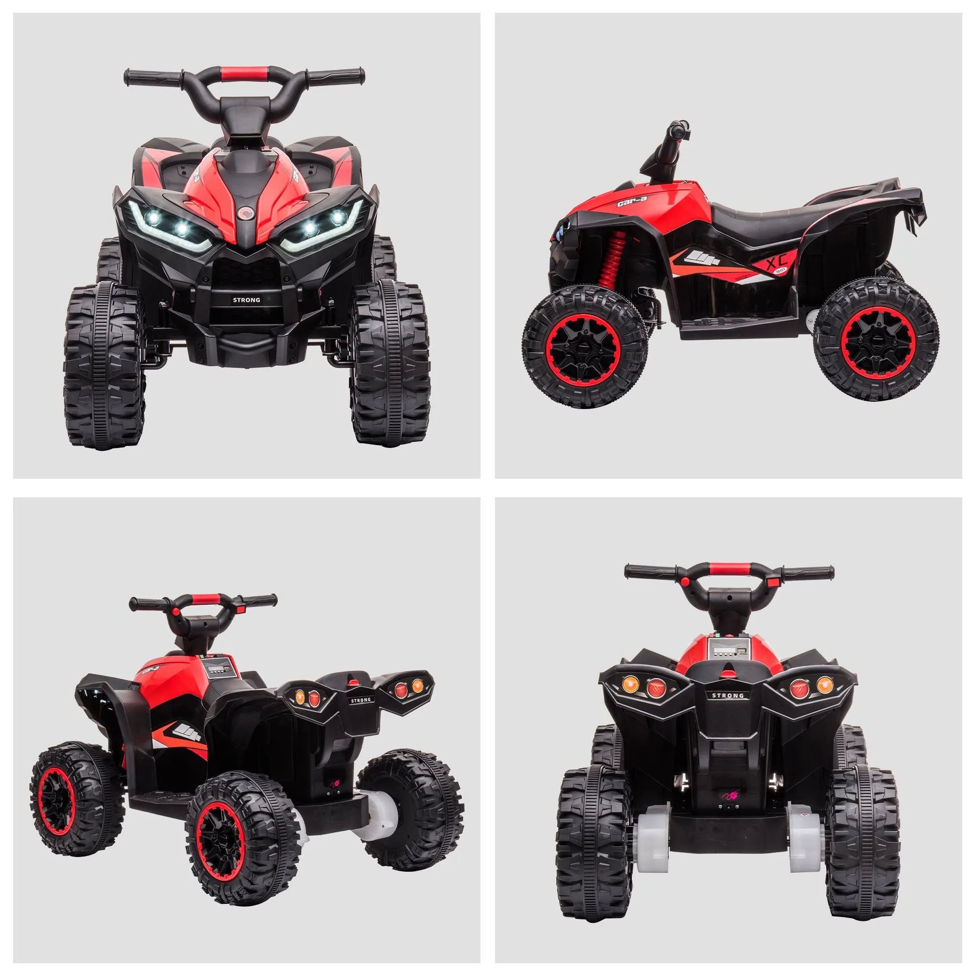 12V Electric Quad Bikes for Kids Ride On Car ATV Toy for 3-5 Years Red