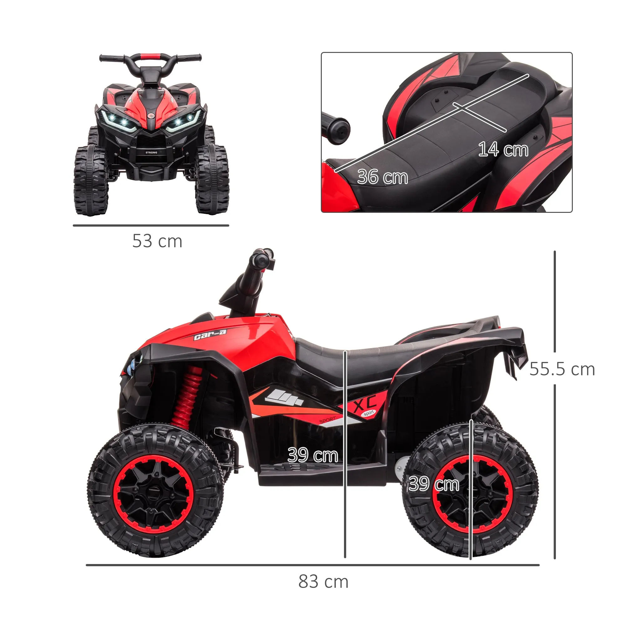 12V Electric Quad Bikes for Kids Ride On Car ATV Toy for 3-5 Years Red