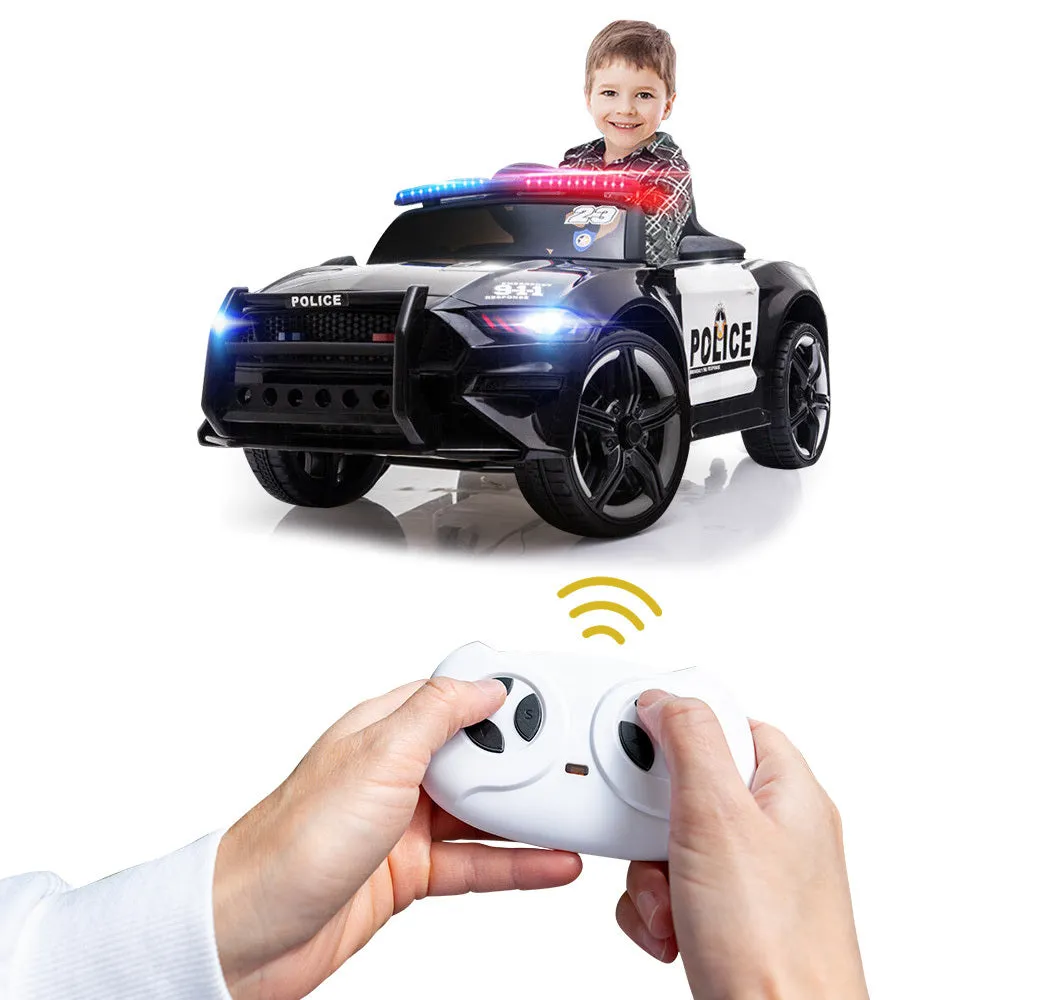 12V Kids Police Ride-On Car w/ Remote, Music, Lights - Rovo Kids