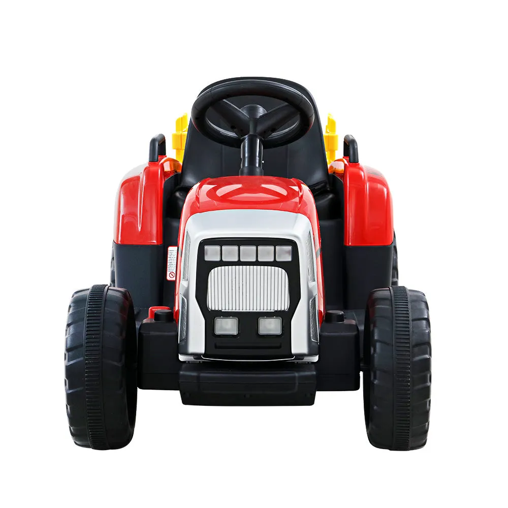 12V Kids Ride On Car Tractor with Trailer, Music - Rigo