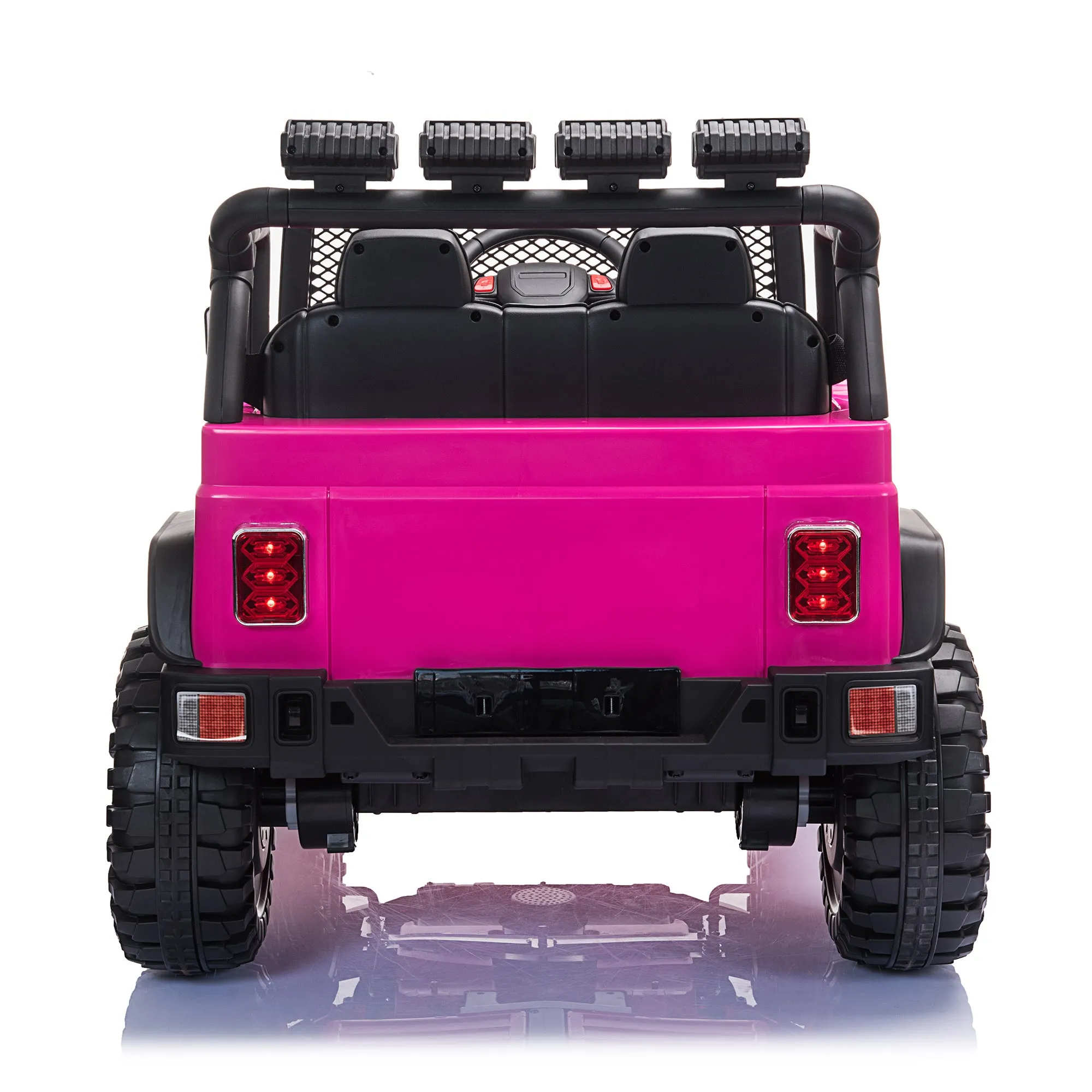 12V kids Ride On Jeep with Remote Control, Electric Car for Kids 3-8 Years, 3 Speeds, LED Lights, MP3 Player - Rose Red