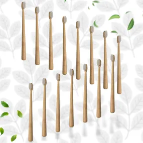 13031 Bamboo Wooden Toothbrush Soft Toothbrush Wooden Child Bamboo Toothbrush Biodegradable Manual Toothbrush for Adult, Kids (15 pcs set / With Round Box)