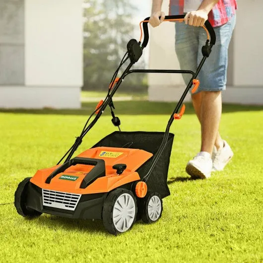 13Amp Corded Scarifier 15” Electric Lawn Dethatcher-Orange