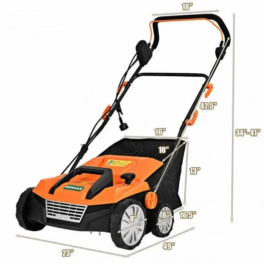 13Amp Corded Scarifier 15” Electric Lawn Dethatcher-Orange