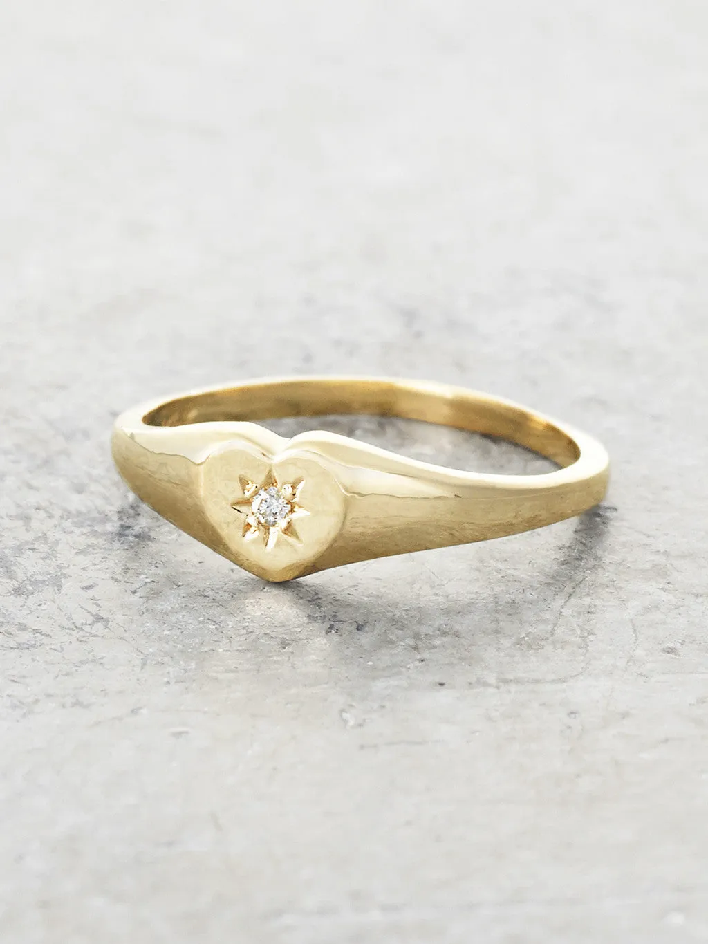 14K Baby Heart Signet Ring