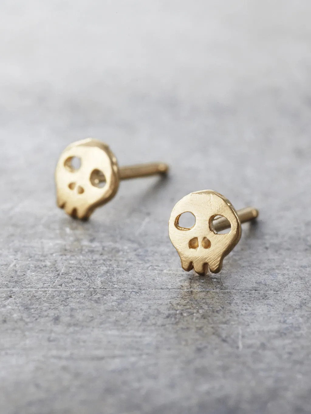 14K Gold Skull Posts