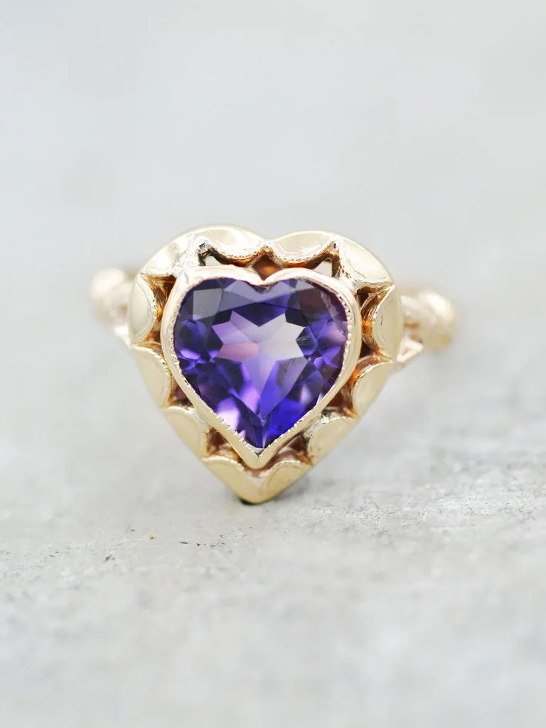 14K Juliette Heart Ring - Amethyst or Pink Morganite