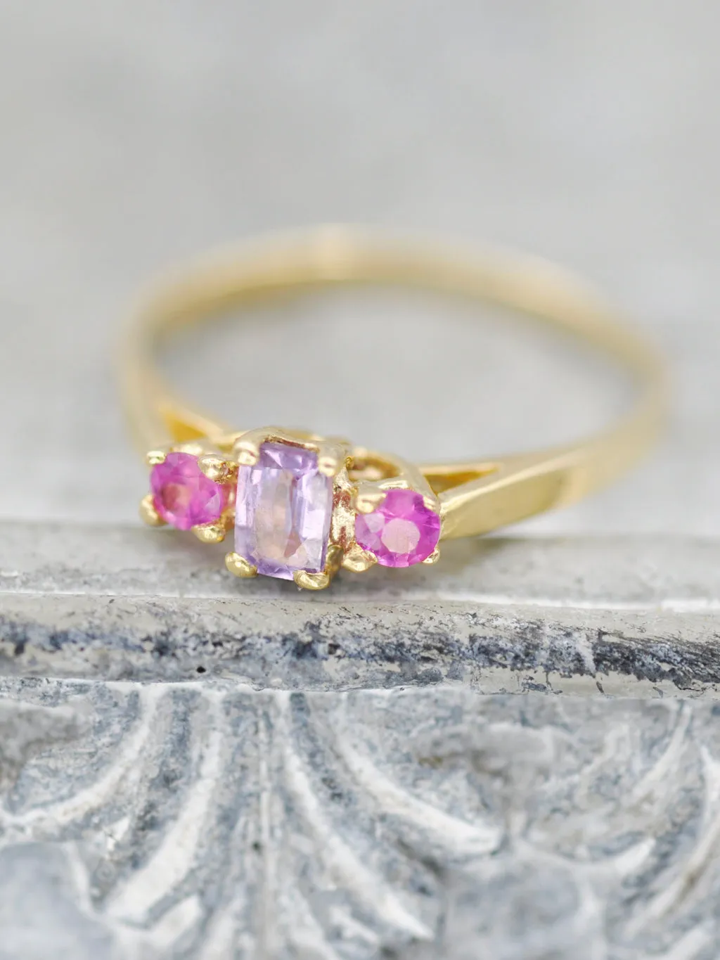 14K Lilac Sapphire   Ruby Ring