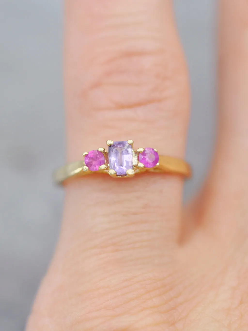 14K Lilac Sapphire   Ruby Ring