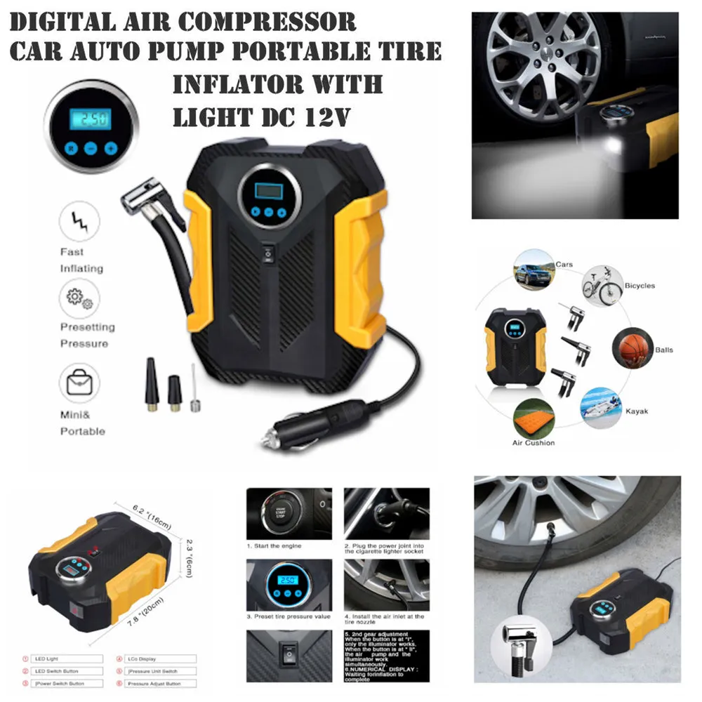 1618 Portable Electric Car Air Compressor Pump for Car and Bike Tyre