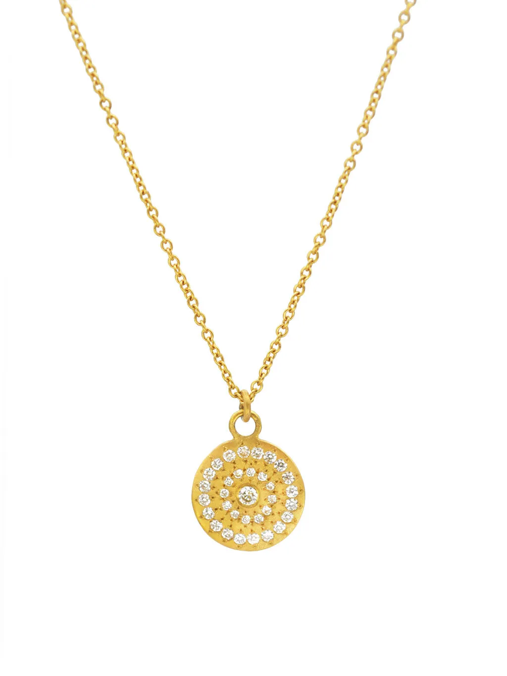 18K Diamond Starburst Mandala Necklace