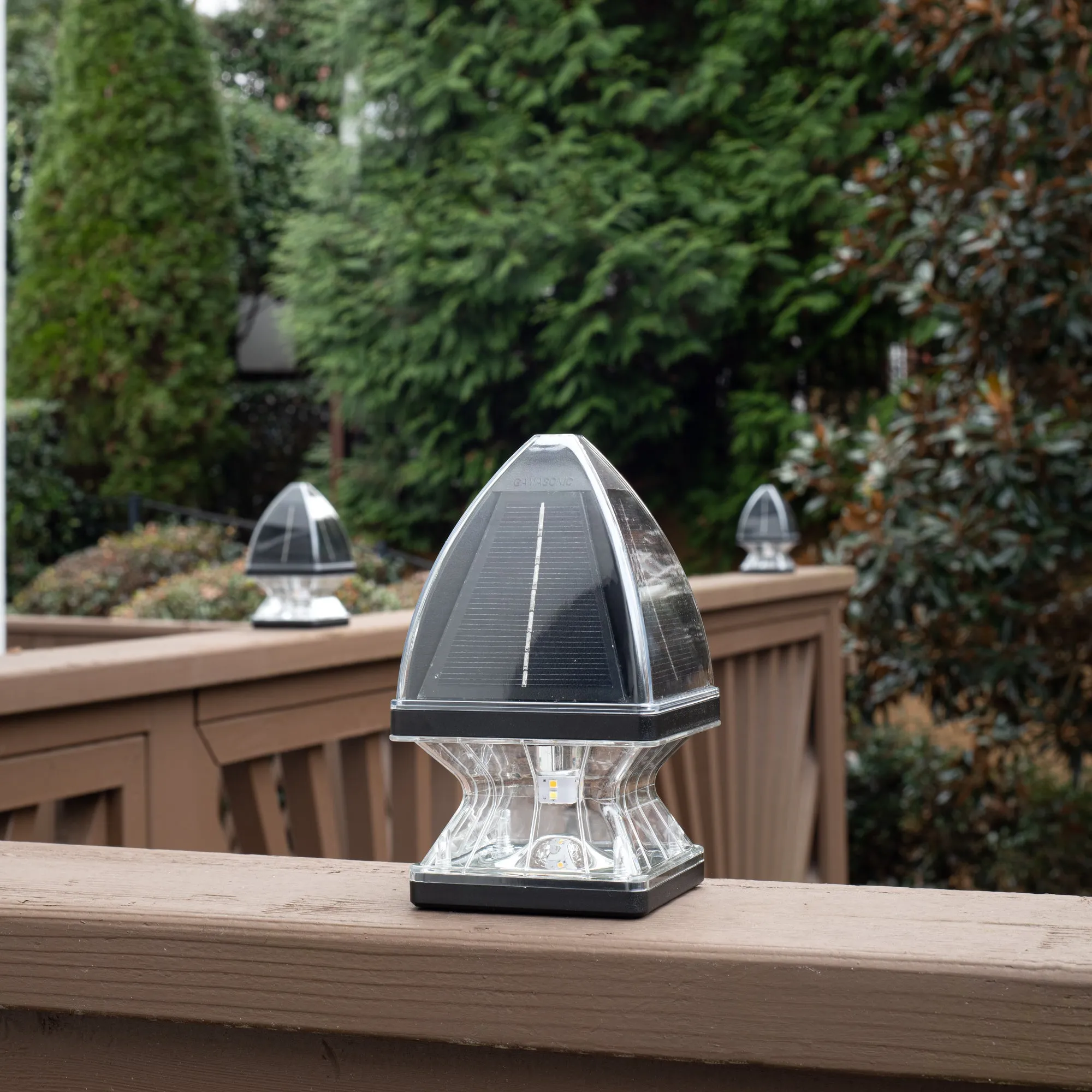 2 Pack LED Gothic Solar Post Cap Light, 40 Lumens, 2.65W, 3.2V, CCT Selectable 3100K/6000K, Black or White Finish