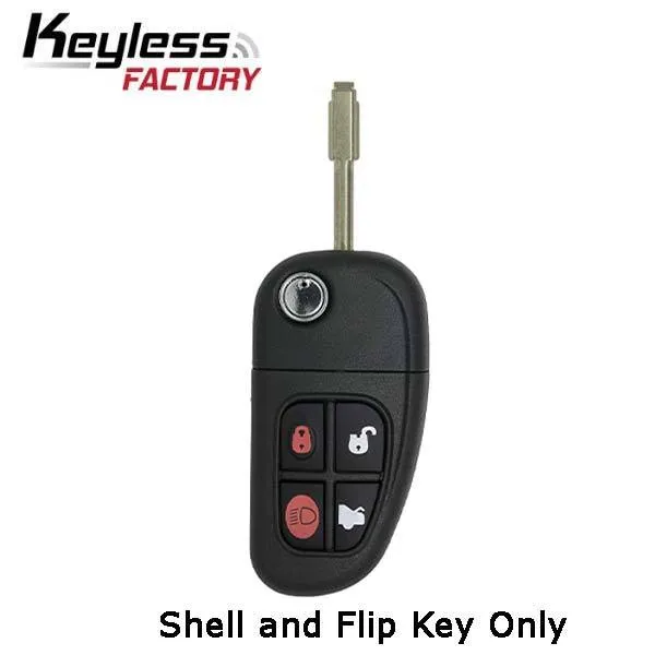 2001-2008 Jaguar 4-Button Flip Key SHELL for NHVWB1U241 (AFTERMARKET)