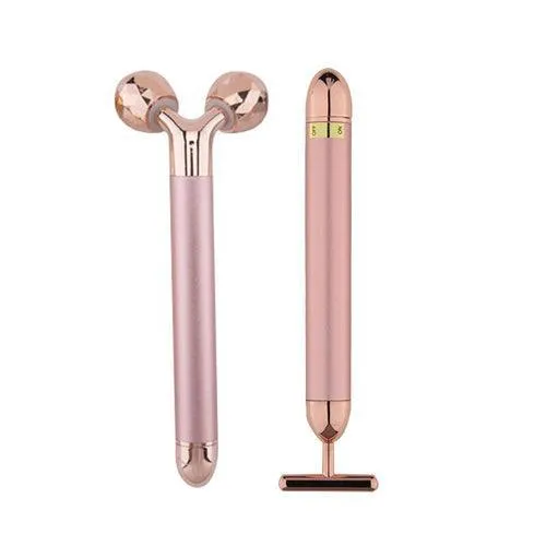 24k Gold Energy Beauty Bar Facial Face Massager 3D Roller Electric