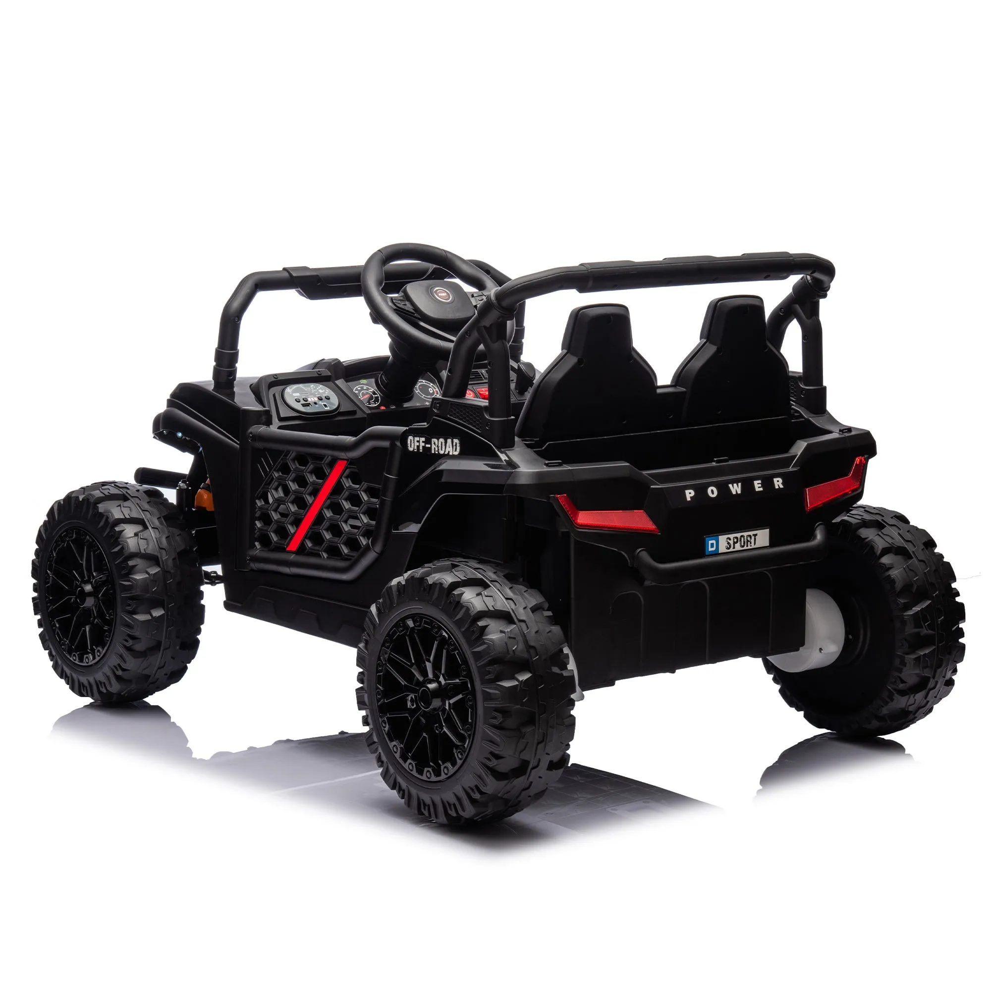 24V Kids Ride On UTV,Electric Toy For Kids w/Parents Remote Control,Four Wheel suspension,Low Start,Adjustable speed,Multimedia player,Early Education,Bluetooth,Rear storage space for kids aged 3 .