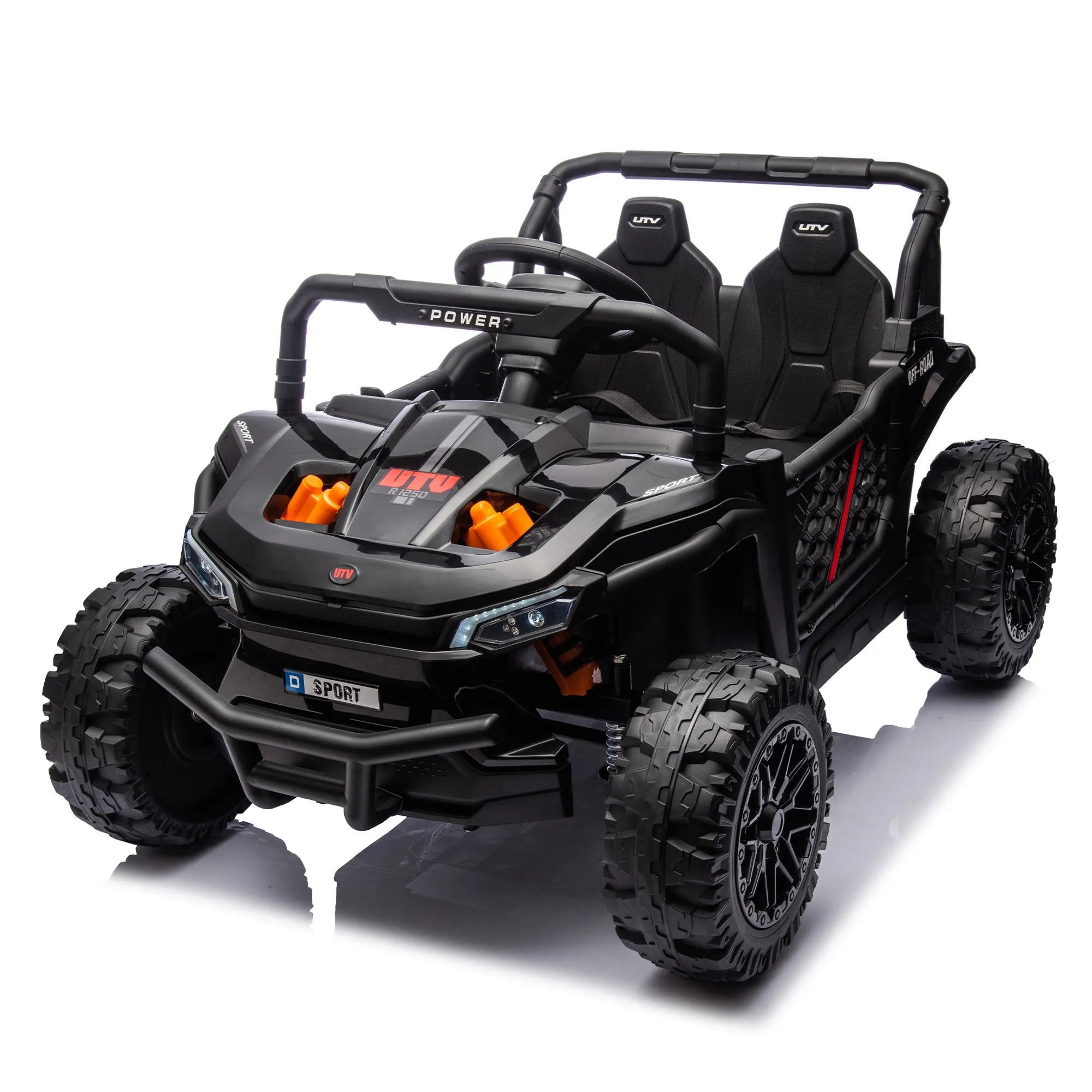 24V Kids Ride On UTV,Electric Toy For Kids w/Parents Remote Control,Four Wheel suspension,Low Start,Adjustable speed,Multimedia player,Early Education,Bluetooth,Rear storage space for kids aged 3 .