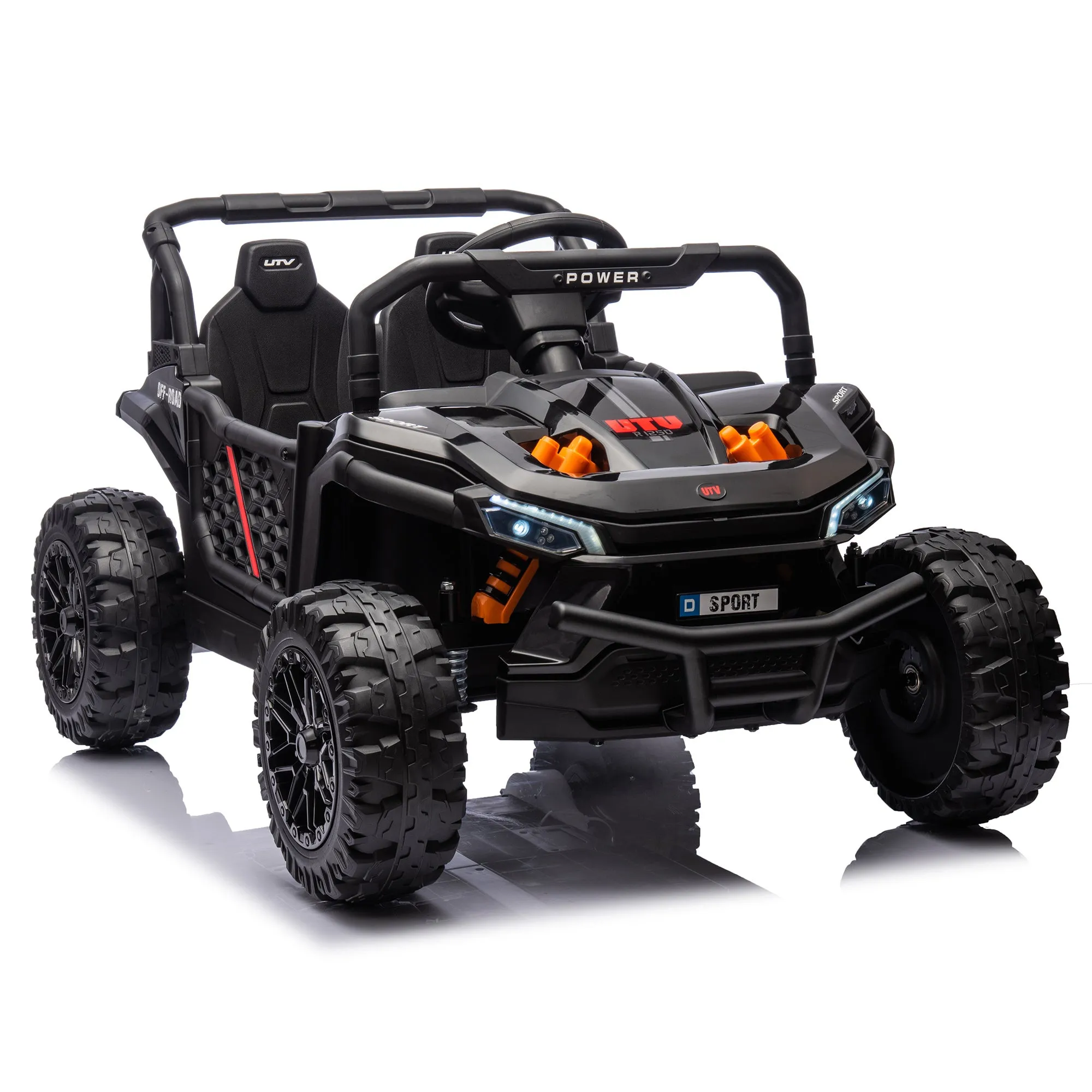 24V Kids Ride On UTV,Electric Toy For Kids w/Parents Remote Control,Four Wheel suspension,Low Start,Adjustable speed,Multimedia player,Early Education,Bluetooth,Rear storage space for kids aged 3 .