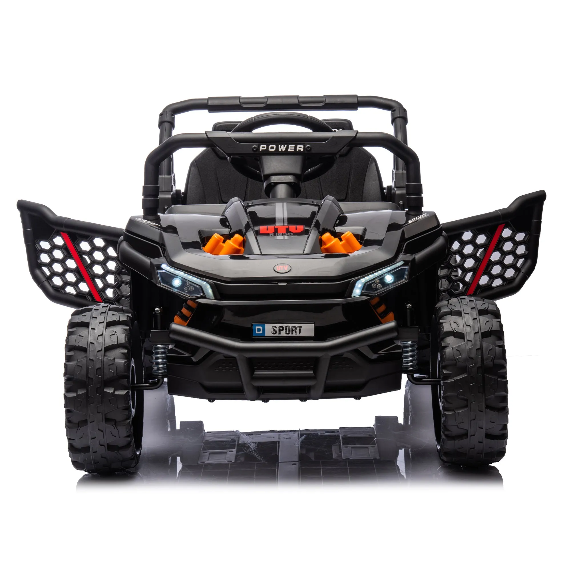 24V Kids Ride On UTV,Electric Toy For Kids w/Parents Remote Control,Four Wheel suspension,Low Start,Adjustable speed,Multimedia player,Early Education,Bluetooth,Rear storage space for kids aged 3 .