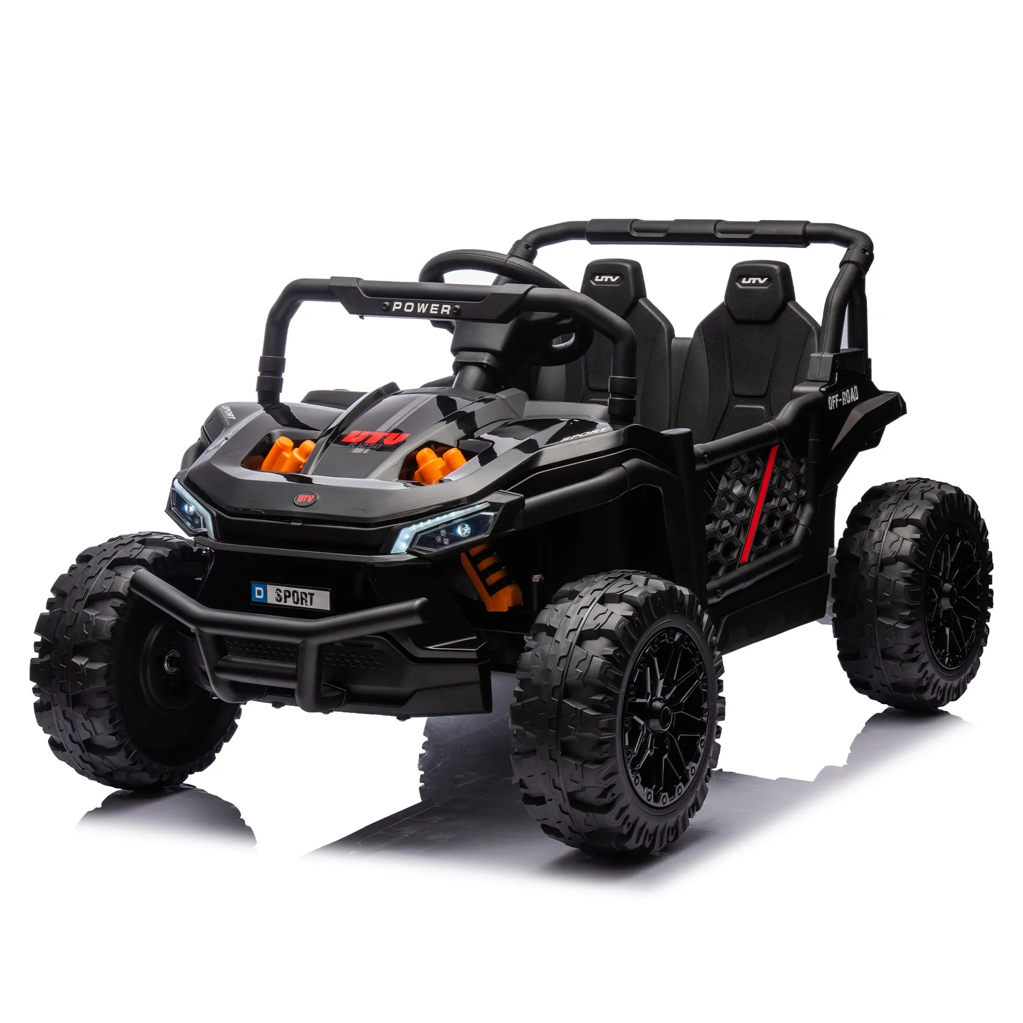 24V Kids Ride On UTV,Electric Toy For Kids w/Parents Remote Control,Four Wheel suspension,Low Start,Adjustable speed,Multimedia player,Early Education,Bluetooth,Rear storage space for kids aged 3 .