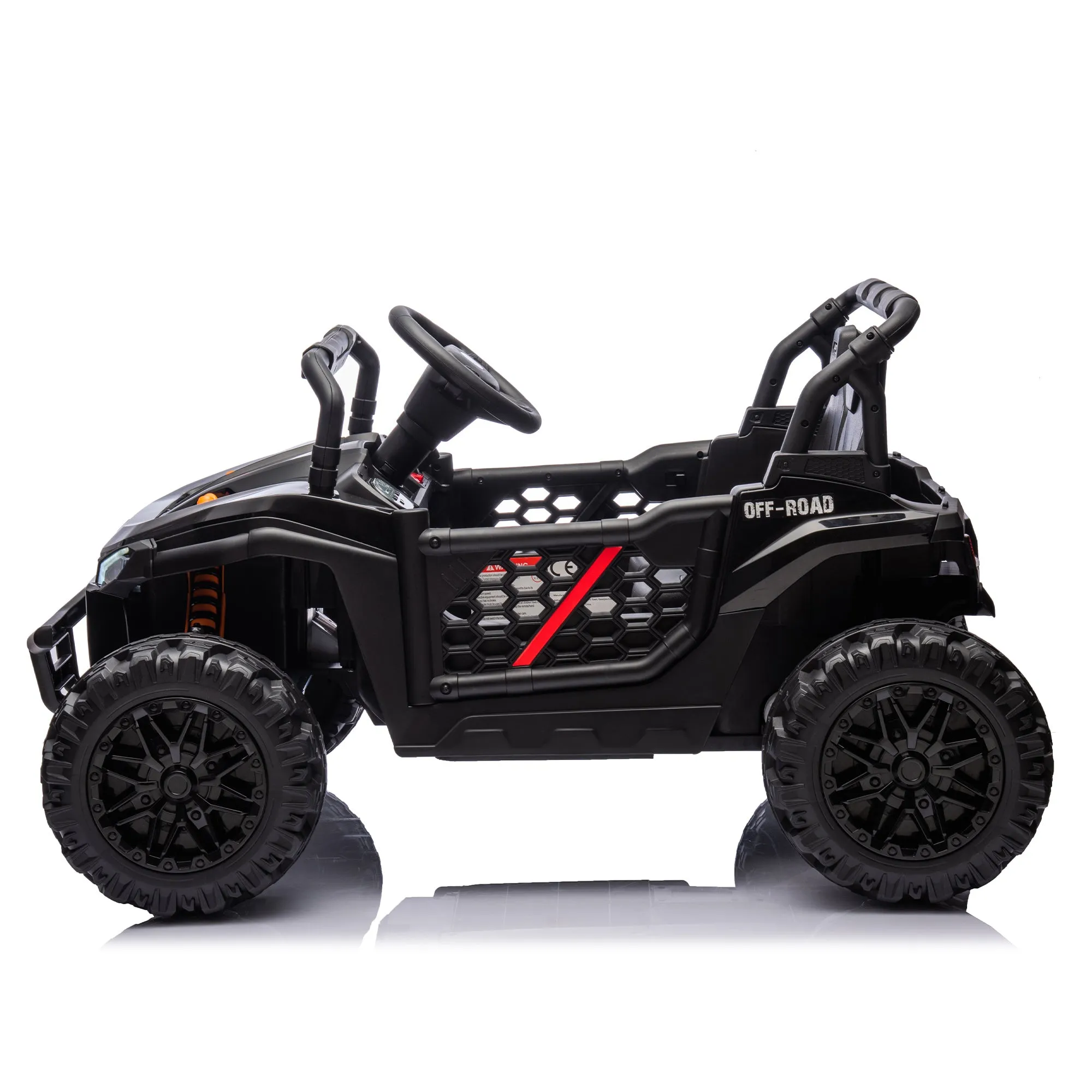 24V Kids Ride On UTV,Electric Toy For Kids w/Parents Remote Control,Four Wheel suspension,Low Start,Adjustable speed,Multimedia player,Early Education,Bluetooth,Rear storage space for kids aged 3 .