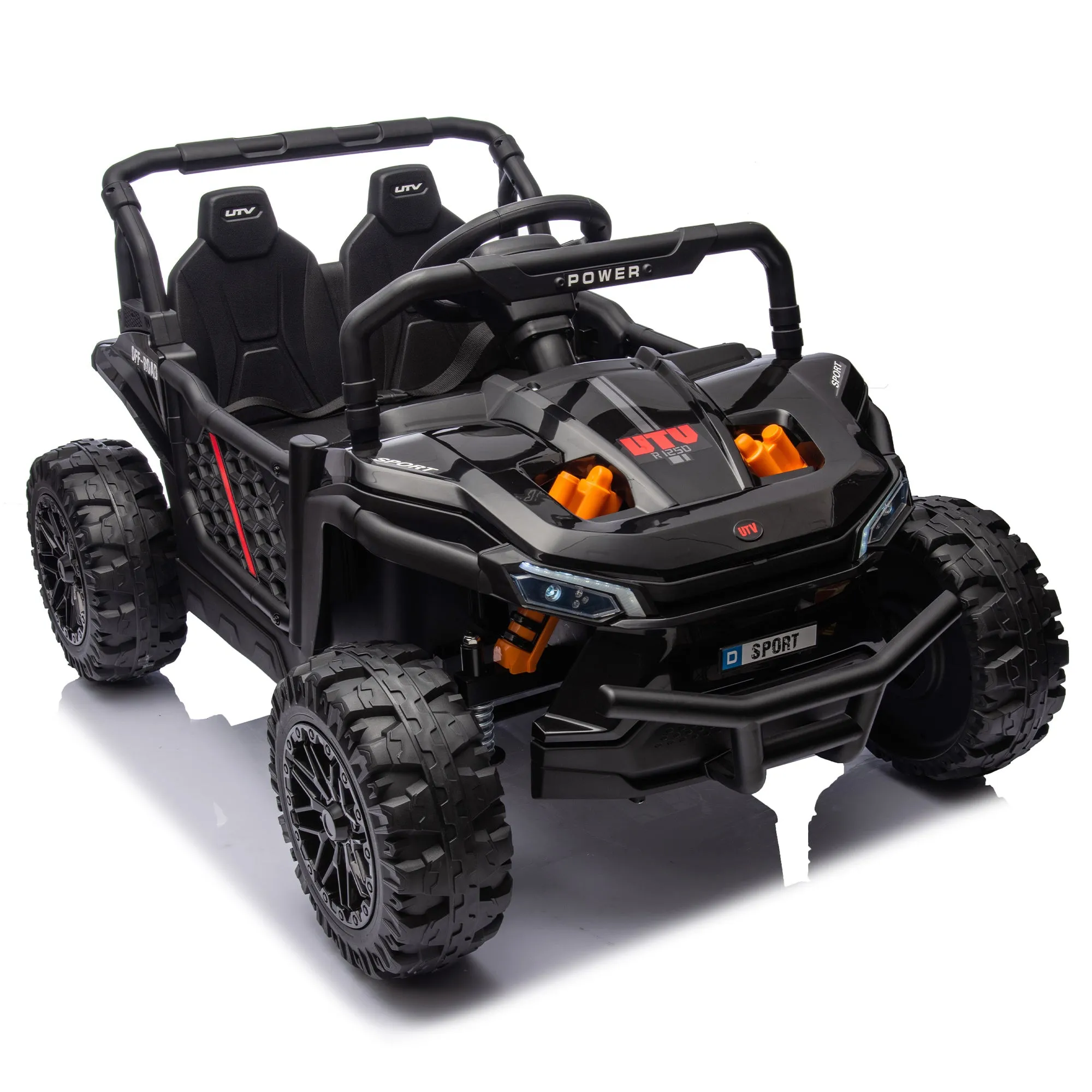 24V Kids Ride On UTV,Electric Toy For Kids w/Parents Remote Control,Four Wheel suspension,Low Start,Adjustable speed,Multimedia player,Early Education,Bluetooth,Rear storage space for kids aged 3 .