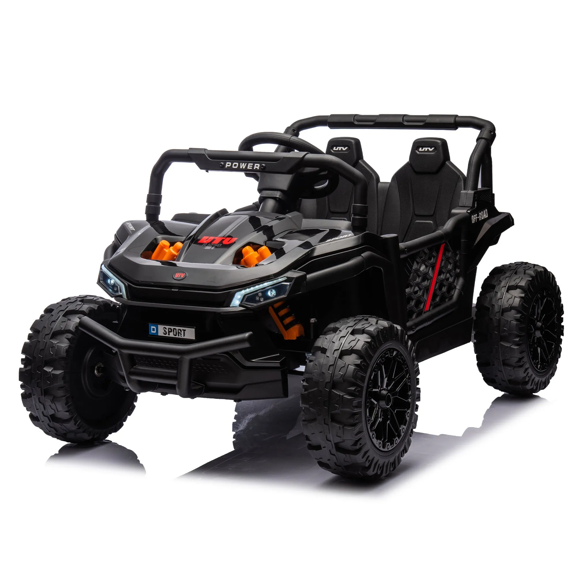 24V Kids Ride On UTV,Electric Toy For Kids w/Parents Remote Control,Four Wheel suspension,Low Start,Adjustable speed,Multimedia player,Early Education,Bluetooth,Rear storage space for kids aged 3 .