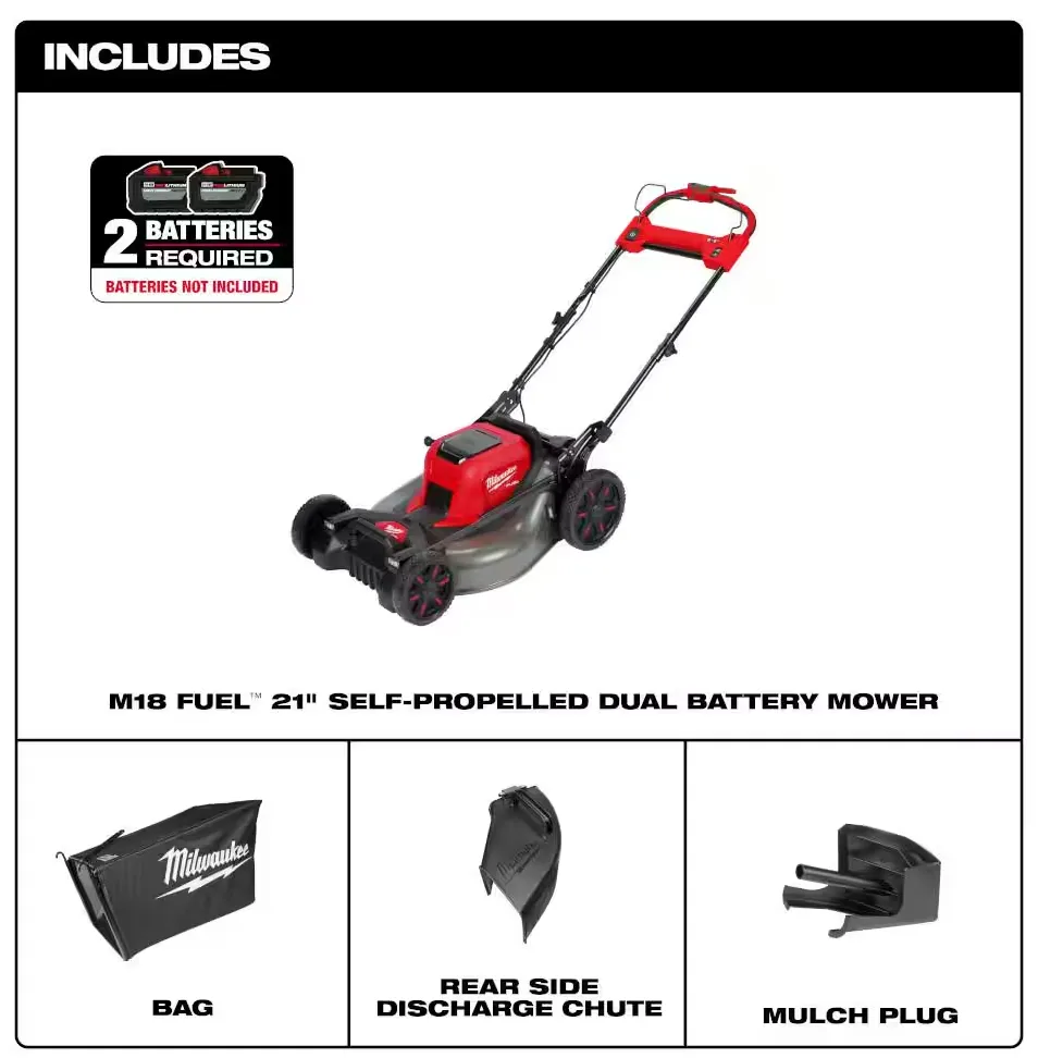 2823-20 Milwaukee M18 Fuel 21" Self Propelled Dual Battery Walk Behind Mower (Tool Only)