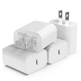 4Pack USB C Charger Block, iGENJUN 20W for Phone Fast Charger Wall Charger with PD 3.0, Compact Type C Power Adapter for Phone 16/15/14/13, Galaxy, Pixel, AirPods Pro (Arctic White)