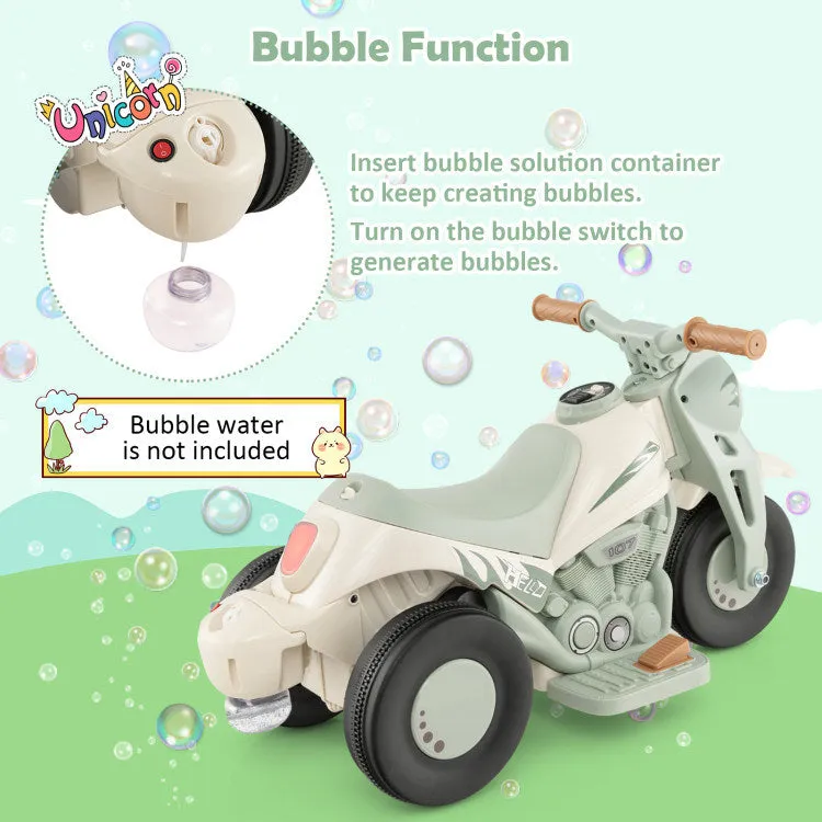 6V Kids Electric Ride on Motorcycle with Bubble Maker and Music