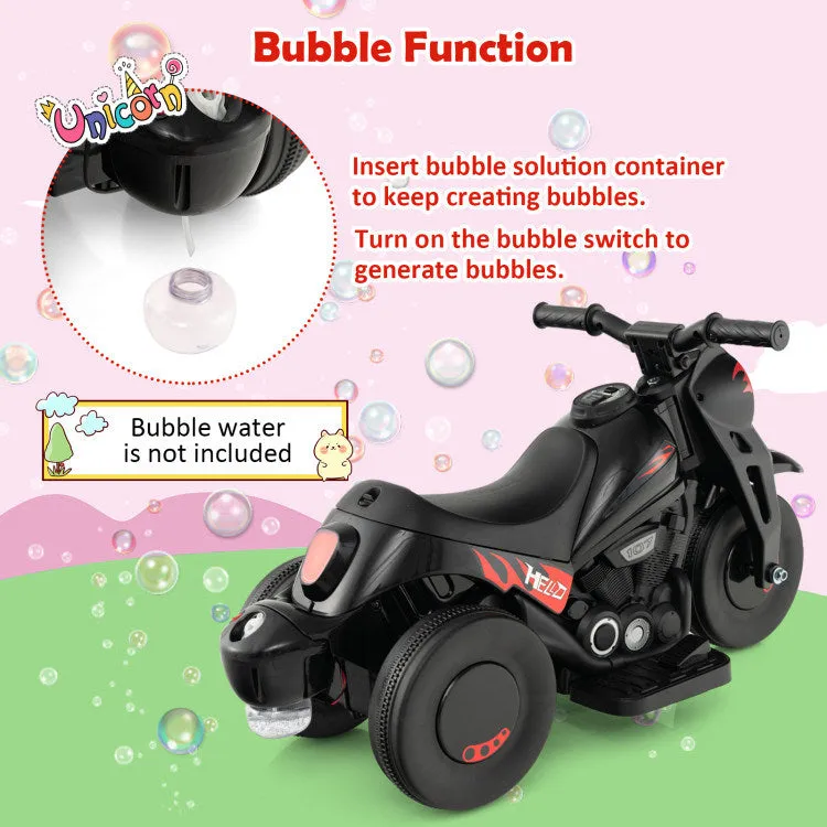 6V Kids Electric Ride on Motorcycle with Bubble Maker and Music