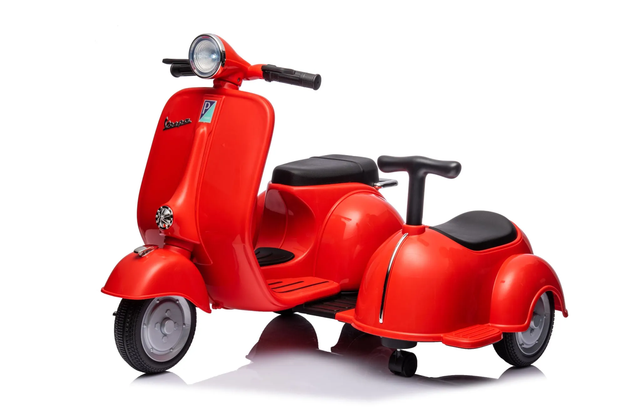 6V LICENSED Vespa Scooter Motorcycle with Side Car for kids, Red