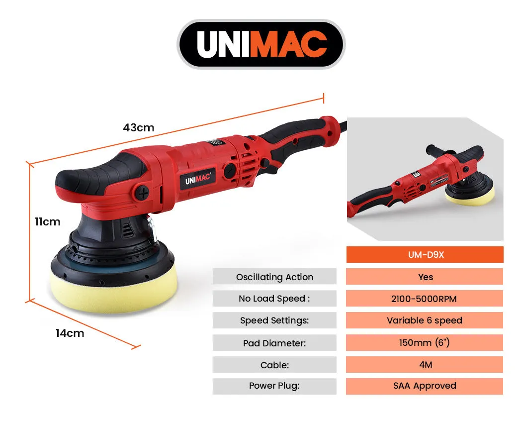 720W Electric Car Polisher Buffer, Dual Action, 6-Speed - Unimac