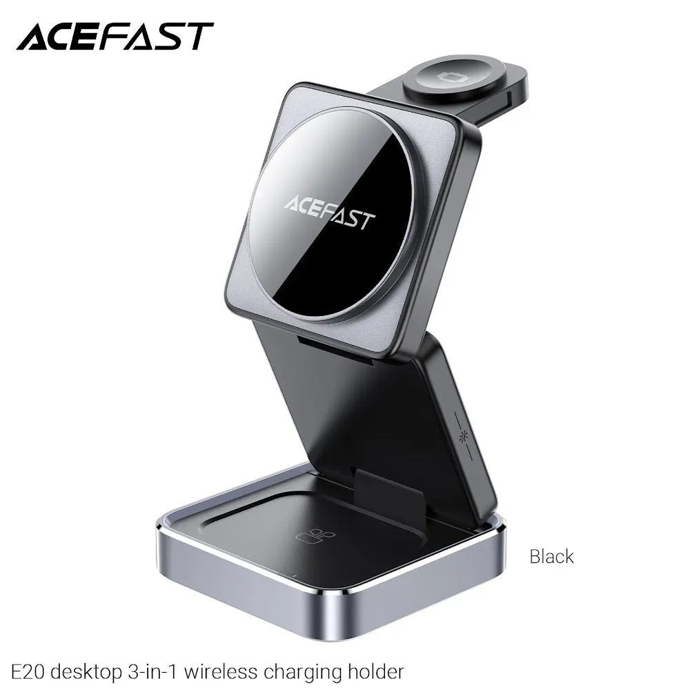 Acefast E20 desktop 3-in-1 Wireless Charging Holder - Black