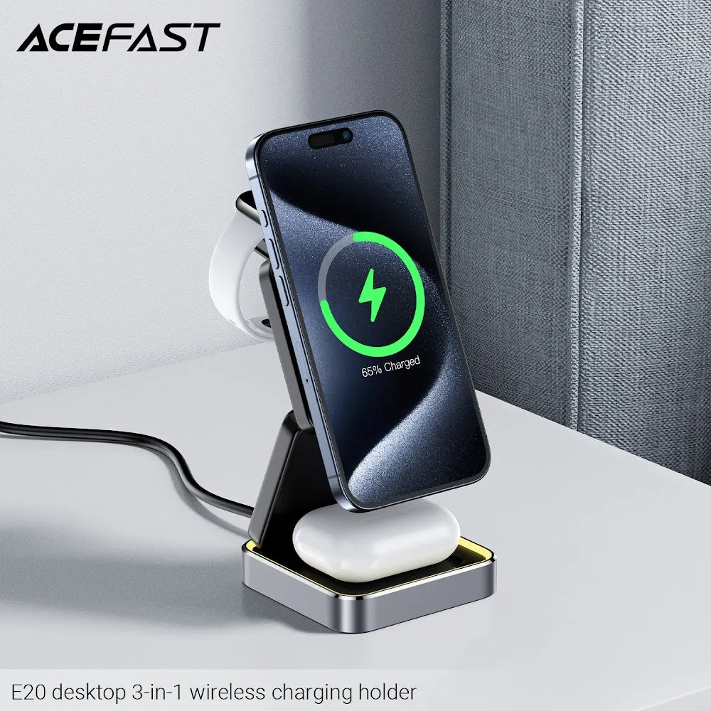 Acefast E20 desktop 3-in-1 Wireless Charging Holder - Black