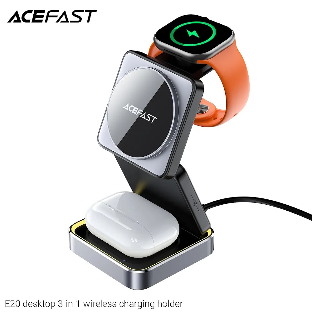 Acefast E20 desktop 3-in-1 Wireless Charging Holder - Black