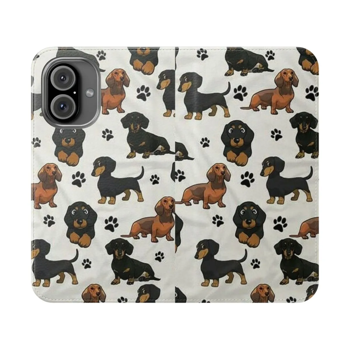 Adorable Dachshund Dog Cartoon Flip Phone Case