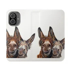 Adorable Donkey Themed Flip Cover Phone Case