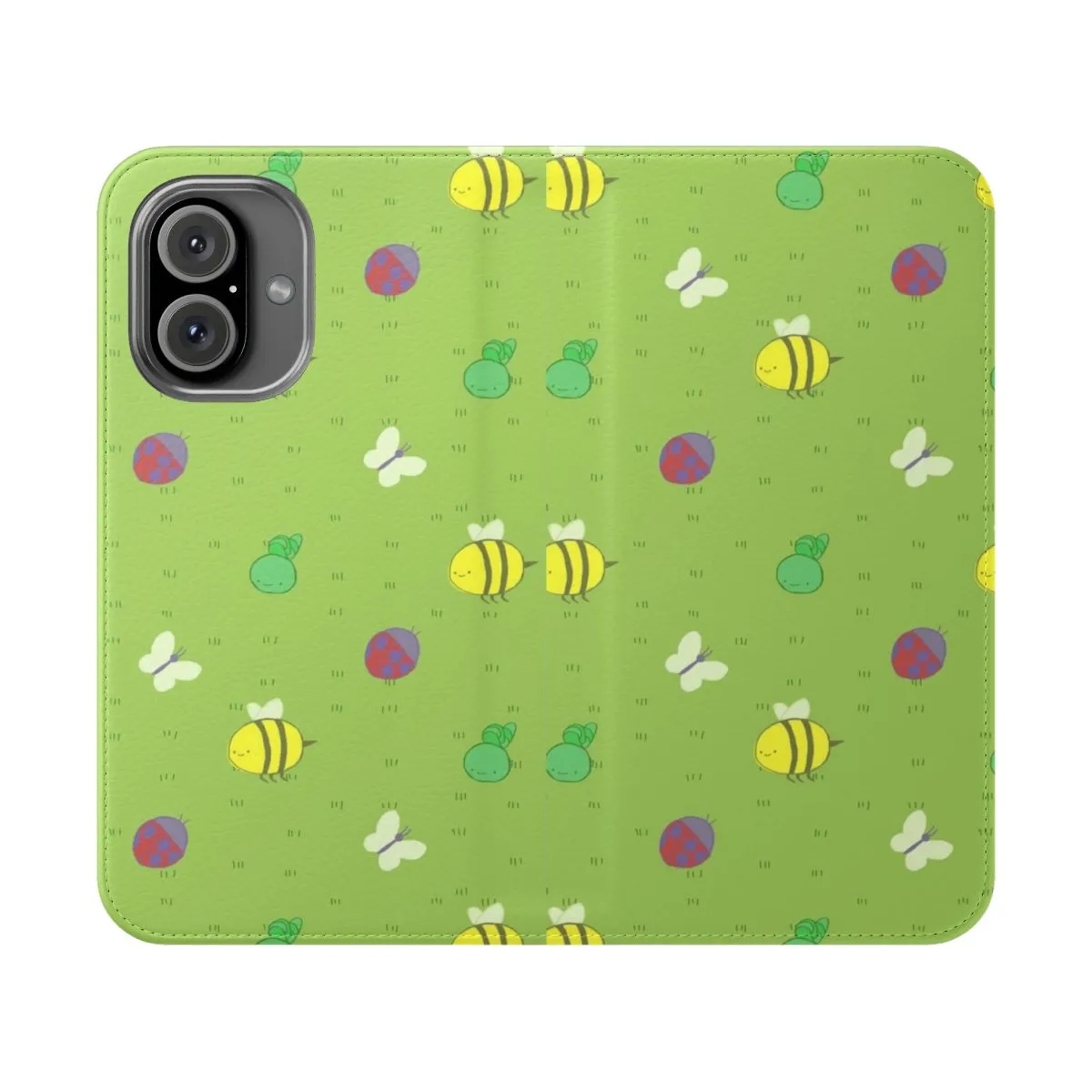 Adventure Time Inspired Flip Cover Phone Case with Cute Insect Pattern