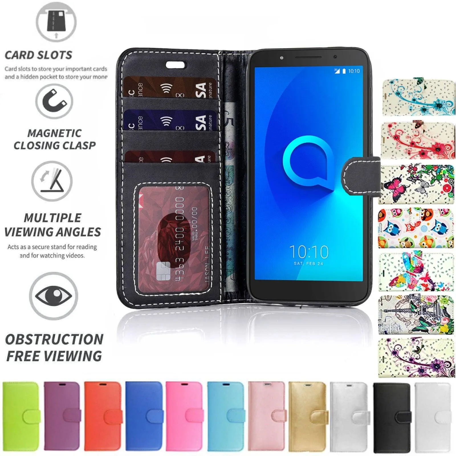 Alcatel 5V (2019) Flip Folio Book Wallet Case