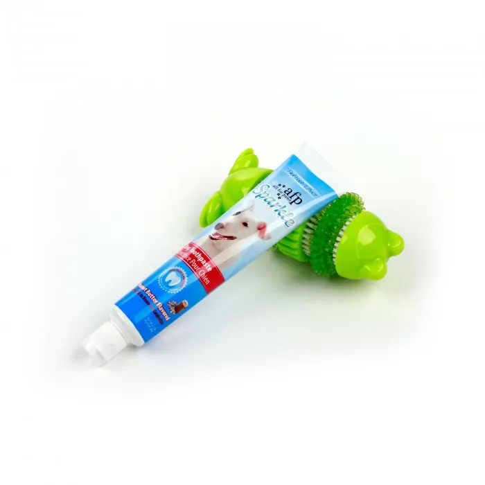 All For Paws Sparkle Dental Brush Frog with Toothpaste