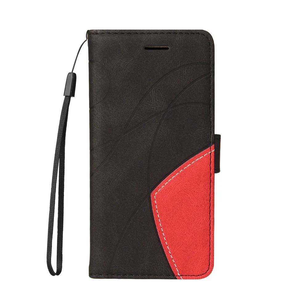 Anymob iPhone Case Black Leather Flip Wallet Stand Case Cover