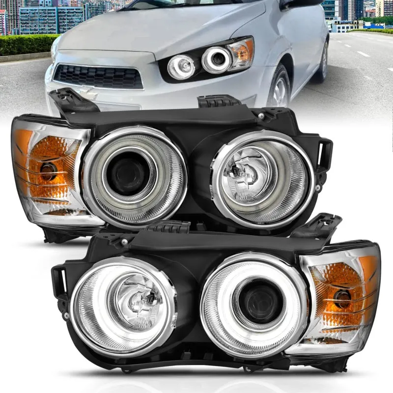 ANZO 2012-2015 Chevrolet Sonic Projector Headlights w/ Halo Chrome (CCFL)