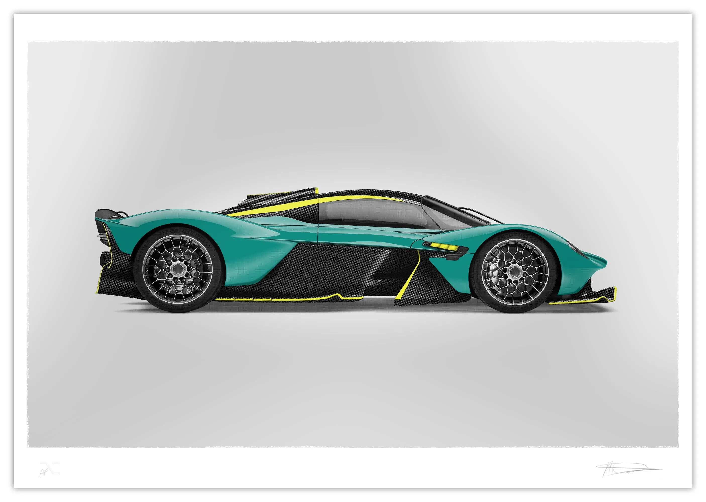 Aston Martin Valkyrie - Alan Thornton - Art Screen Print - Side View