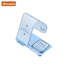 Azeada PD-W19 Metal 3 in 1 Wireless Charger Stand - Blue