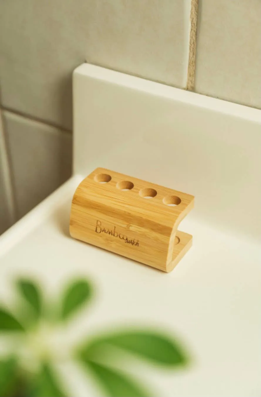 Bamboo Toothbrush Stand - 4 Tier