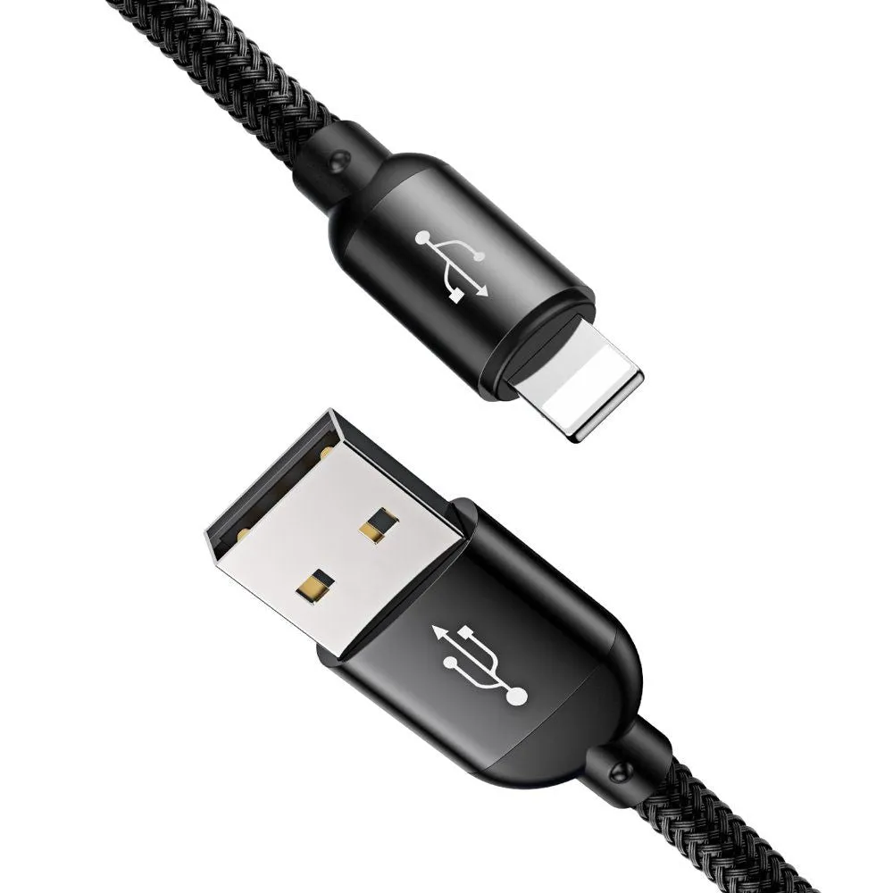 Baseus 3 in 1 - Type C, Lightning & Micro USB Data Charging Cable 120cm - Black